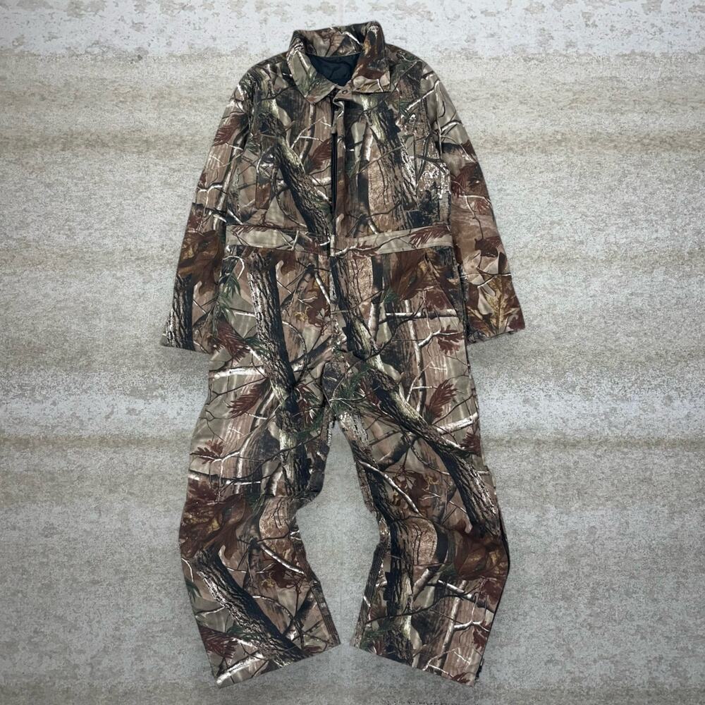 Vintage 90s Realtree Coveralls Youth L Baggy Wide Leg Fit Hunting Camo Insulated